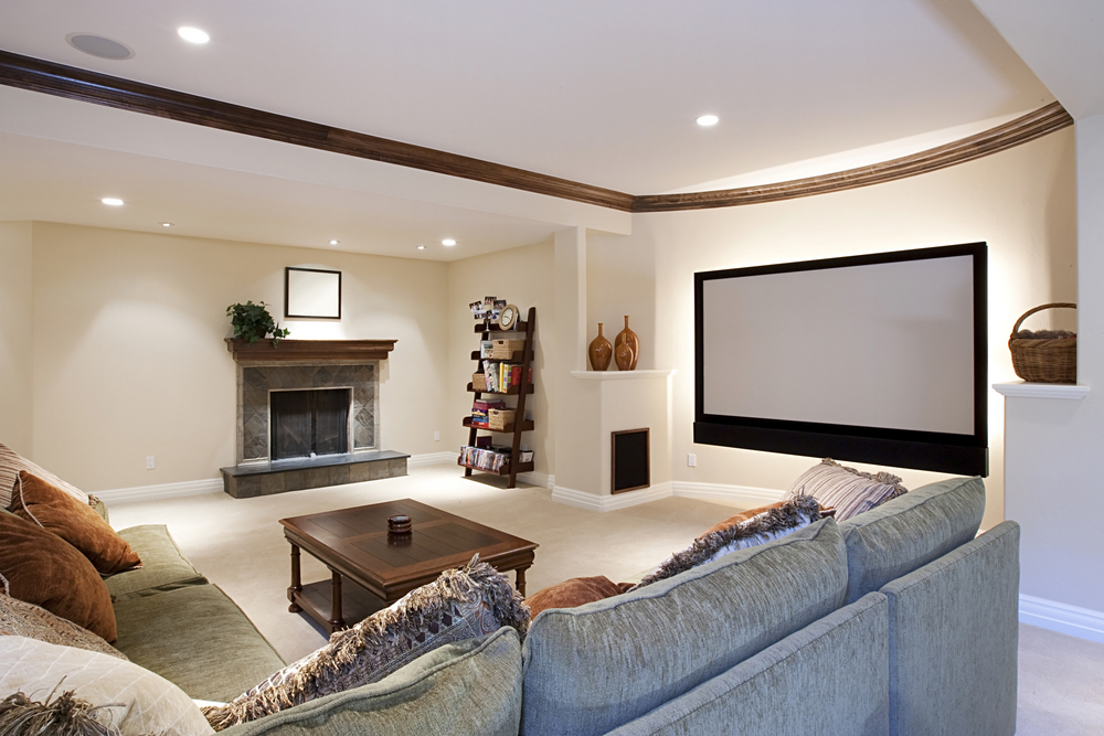 Home theatre with projector and surround speakers